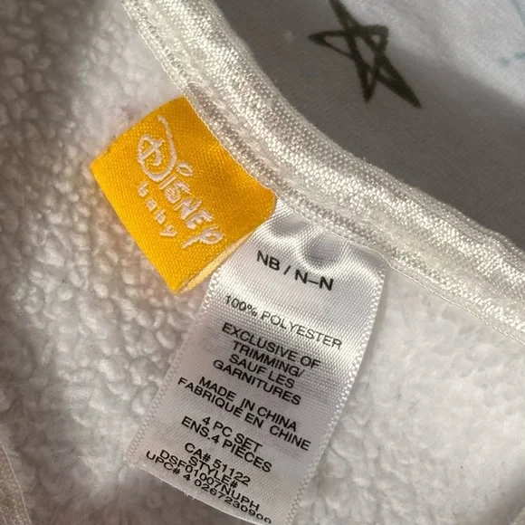 ⭒ NB Winnie the Pooh Disney Baby White Button Up Long Sleeve Fleece Bows Patch ⭒ - Picture 6 of 10